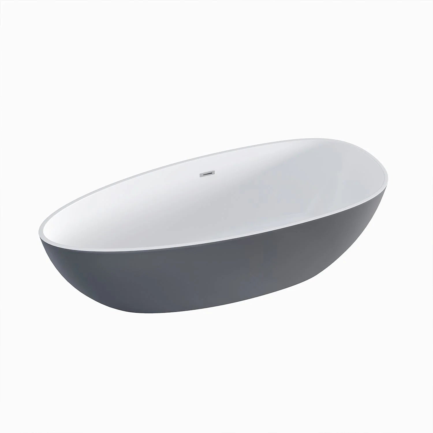 Eviva Viva 60" Solid Surface Gray & White Freestanding Bathtub - Bathroom Design Center
