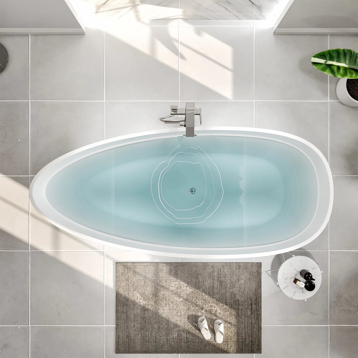 Eviva Viva 60" Solid Surface Gray & White Freestanding Bathtub - Bathroom Design Center