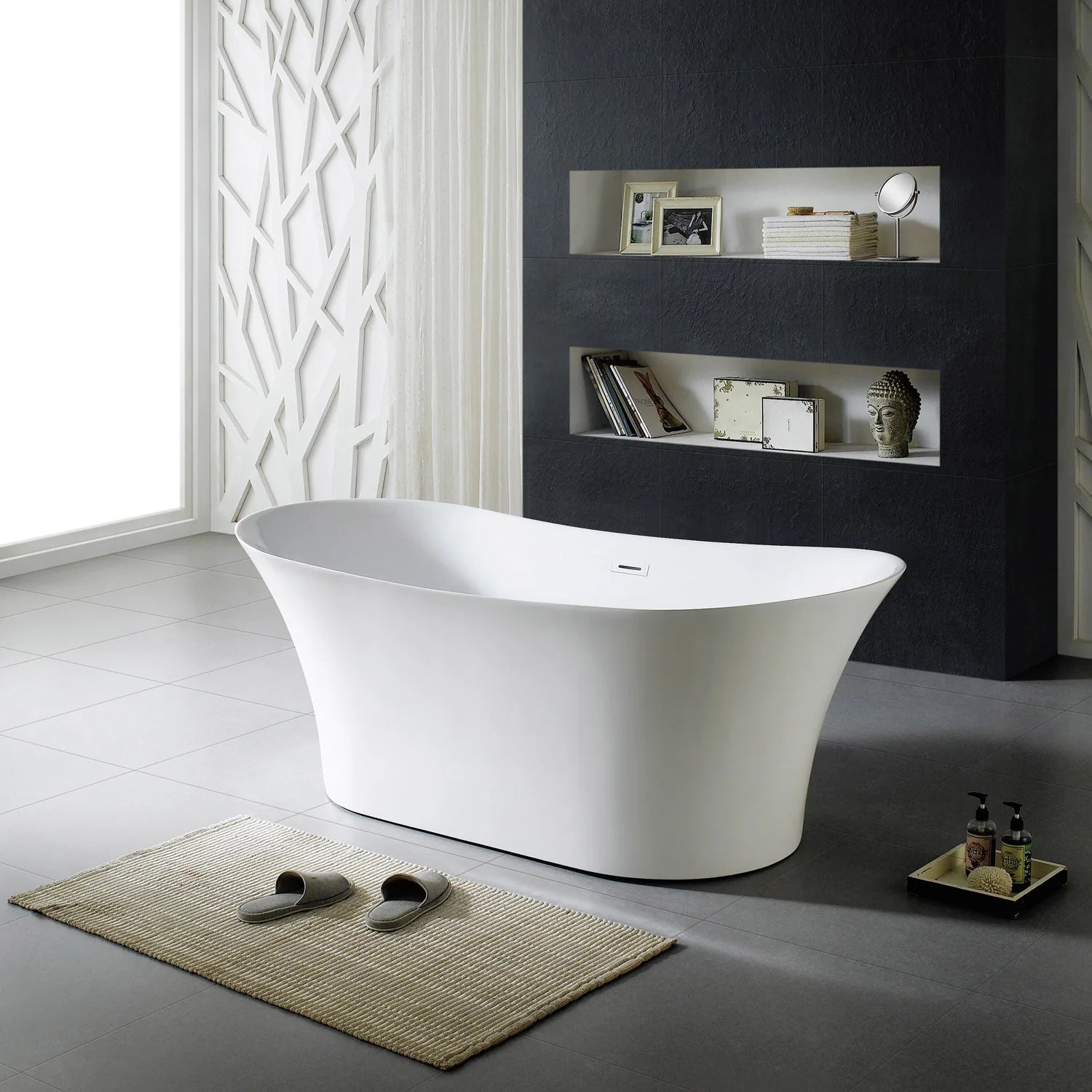Eviva Skylar Freestanding 71 in. Acrylic Bathtub in White - Bathroom Design Center
