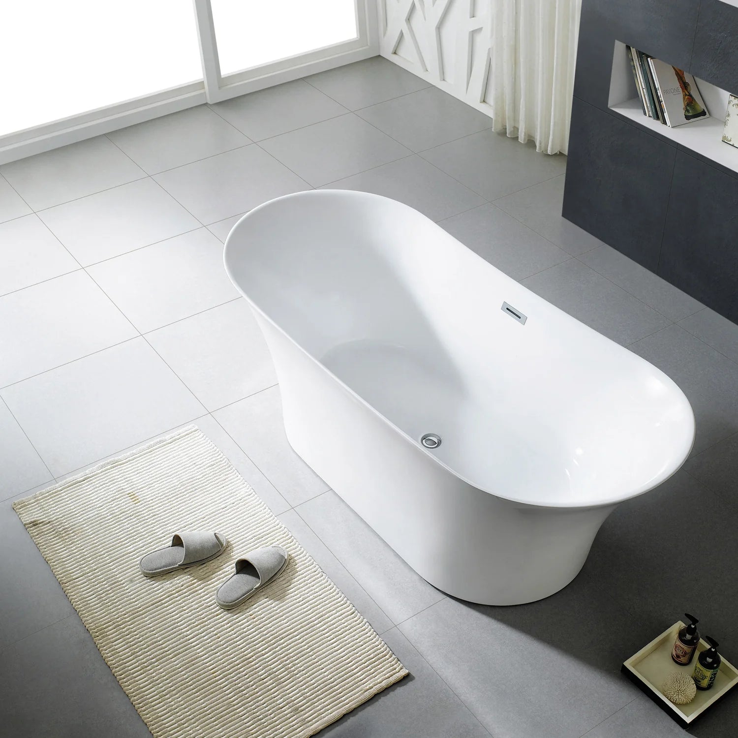 Eviva Skylar Freestanding 71 in. Acrylic Bathtub in White - Bathroom Design Center