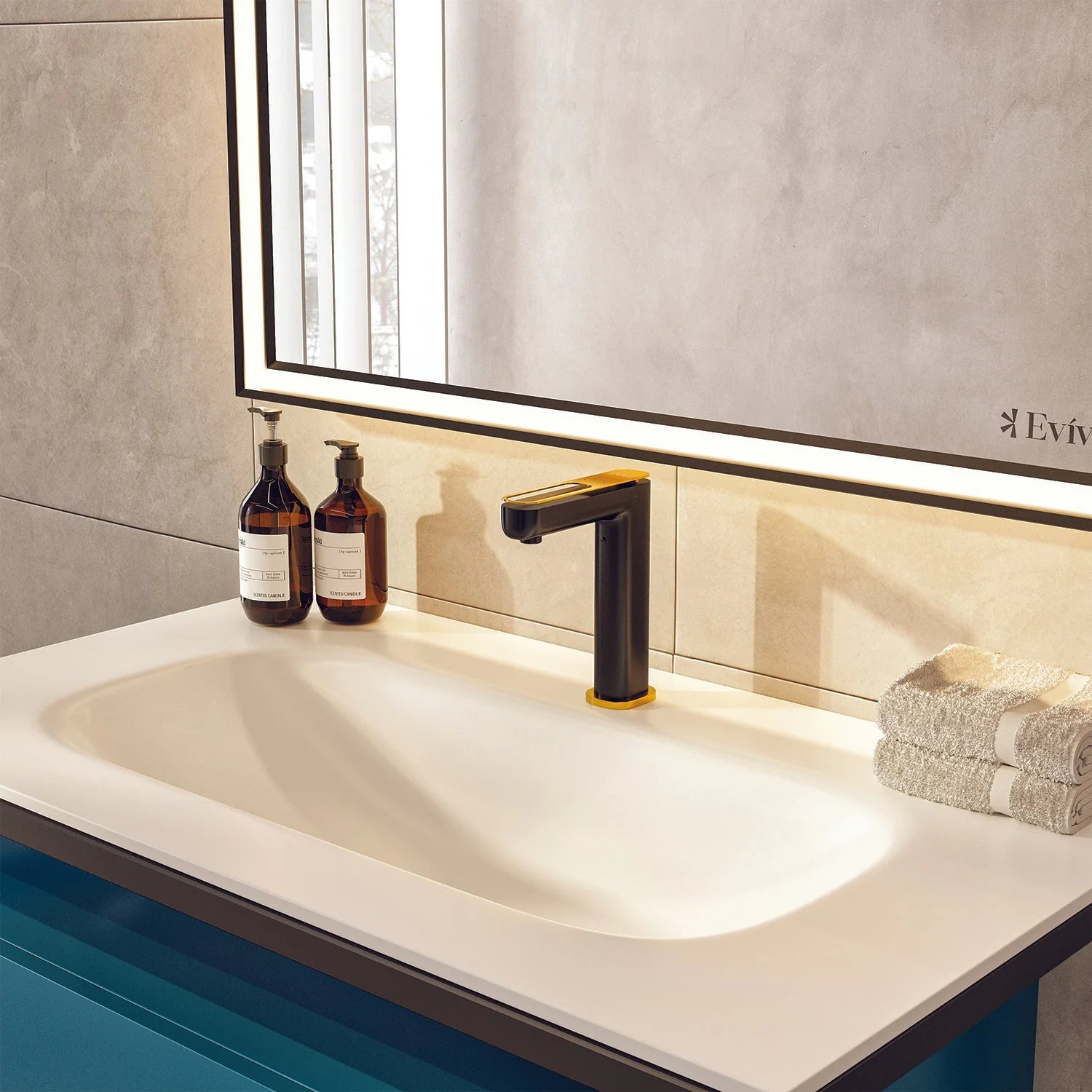 Eviva Modena 32 in. Wall Mounted Bathroom Vanity with White Integrated Solid Surface Countertop - Bathroom Design Center