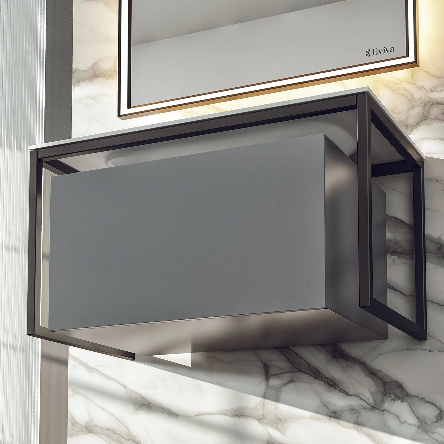 Eviva Modena 32 in. Wall Mounted Bathroom Vanity with White Integrated Solid Surface Countertop - Bathroom Design Center
