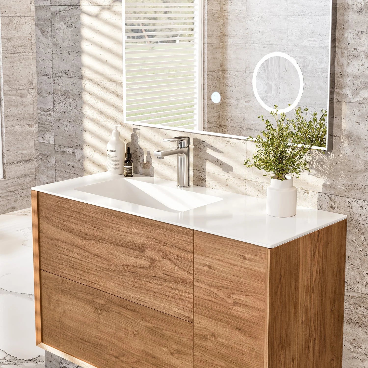 EVIVA Prancer 44 Inch Oak Wall Mount Bathroom Vanity - Bathroom Design Center