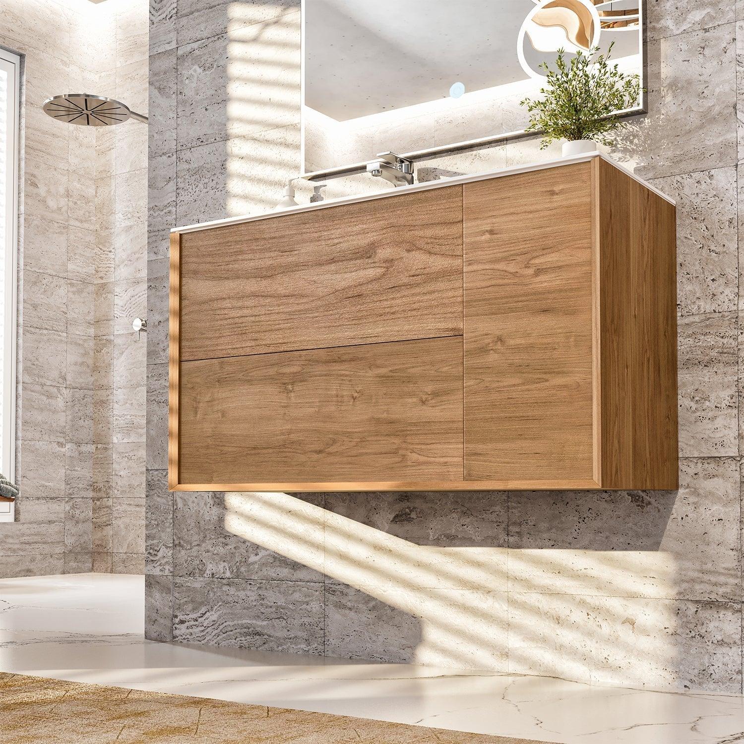 EVIVA Prancer 44 Inch Oak Wall Mount Bathroom Vanity - Bathroom Design Center