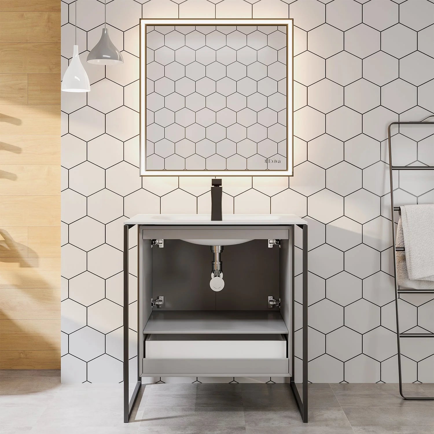 EVIVA Moma Bathroom Vanity with Black Metallic Legs - Bathroom Design Center