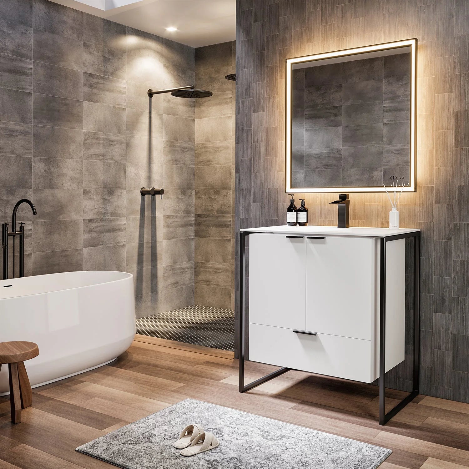 EVIVA Moma Bathroom Vanity with Black Metallic Legs - Bathroom Design Center