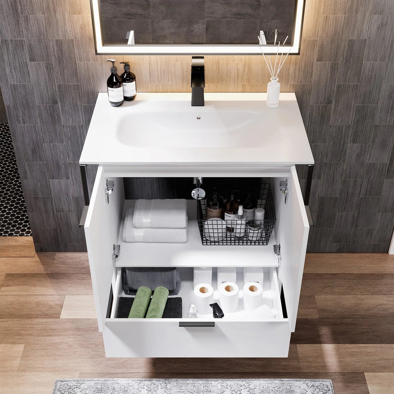 EVIVA Moma Bathroom Vanity with Black Metallic Legs - Bathroom Design Center