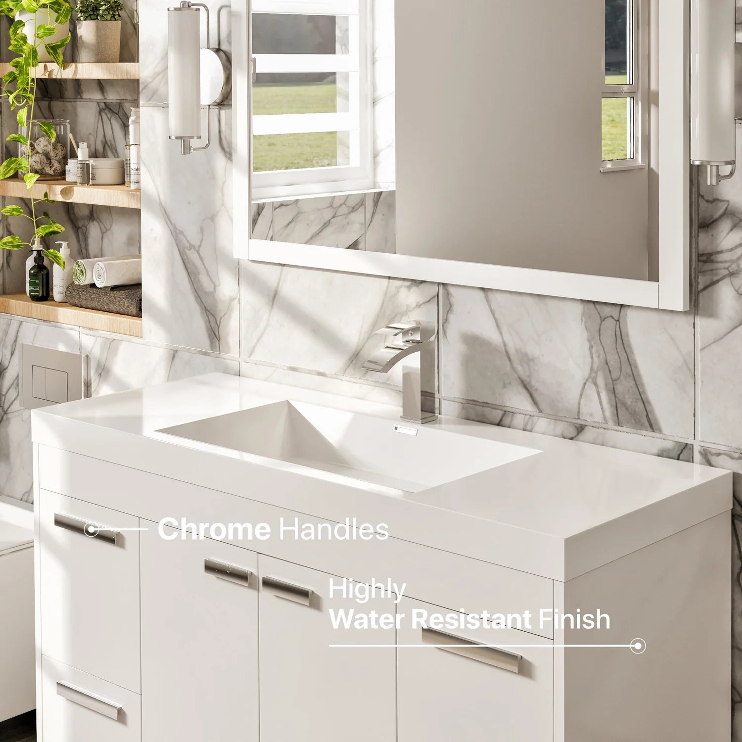 Eviva Lugano Modern Bathroom Vanity w/ White Integrated Top (Multiple Sizes and Colors) - Bathroom Design Center