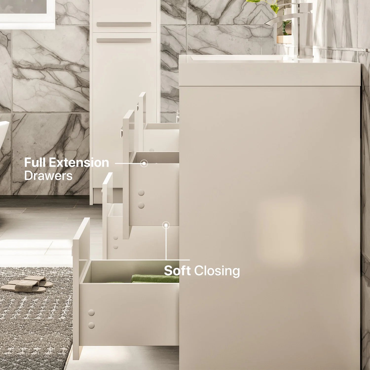 Eviva Lugano Modern Bathroom Vanity w/ White Integrated Top (Multiple Sizes and Colors) - Bathroom Design Center
