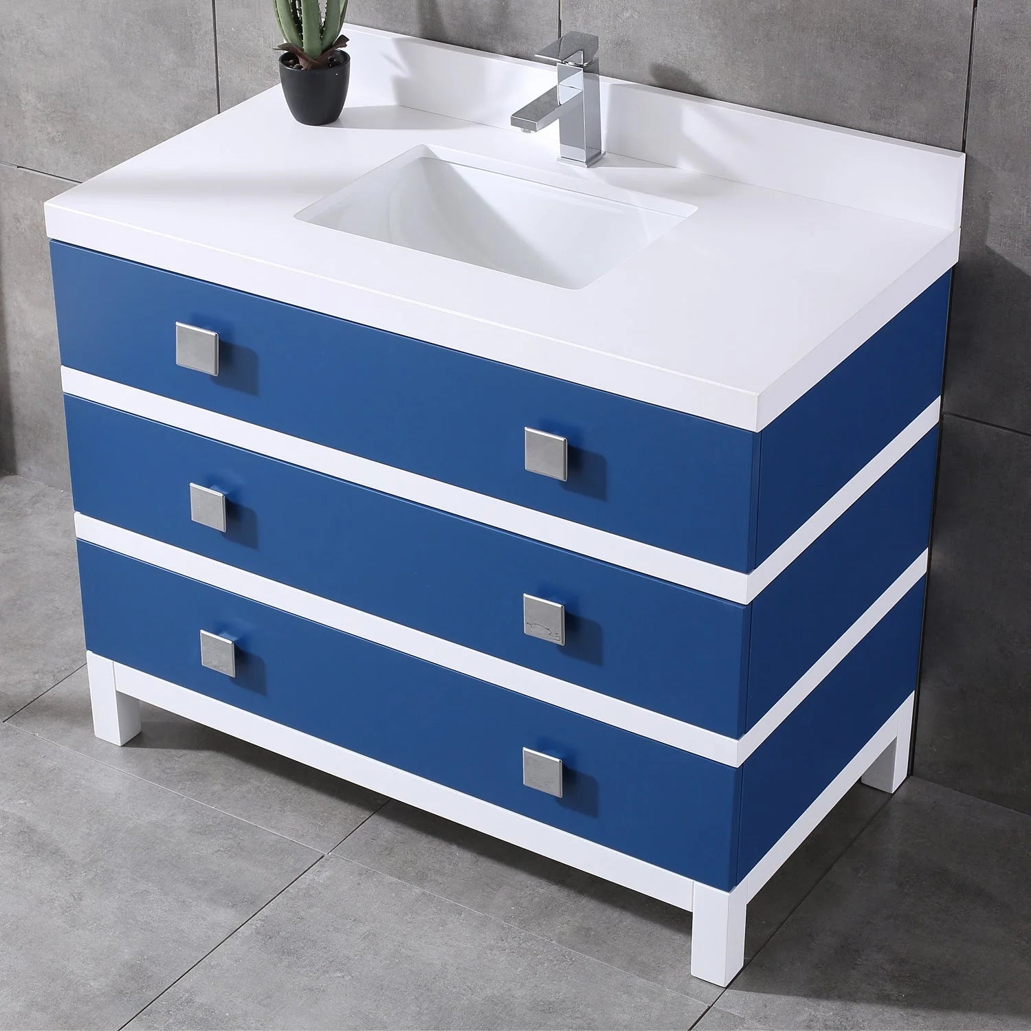 Eviva Sydney 42 Inch Bathroom Vanity with Solid Quartz Countertop - Bathroom Design Center
