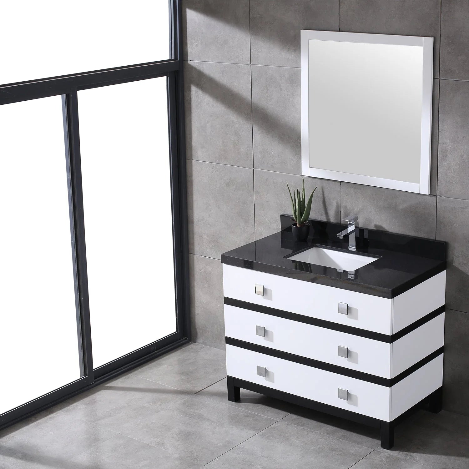 Eviva Sydney 42 Inch Bathroom Vanity with Solid Quartz Countertop - Bathroom Design Center