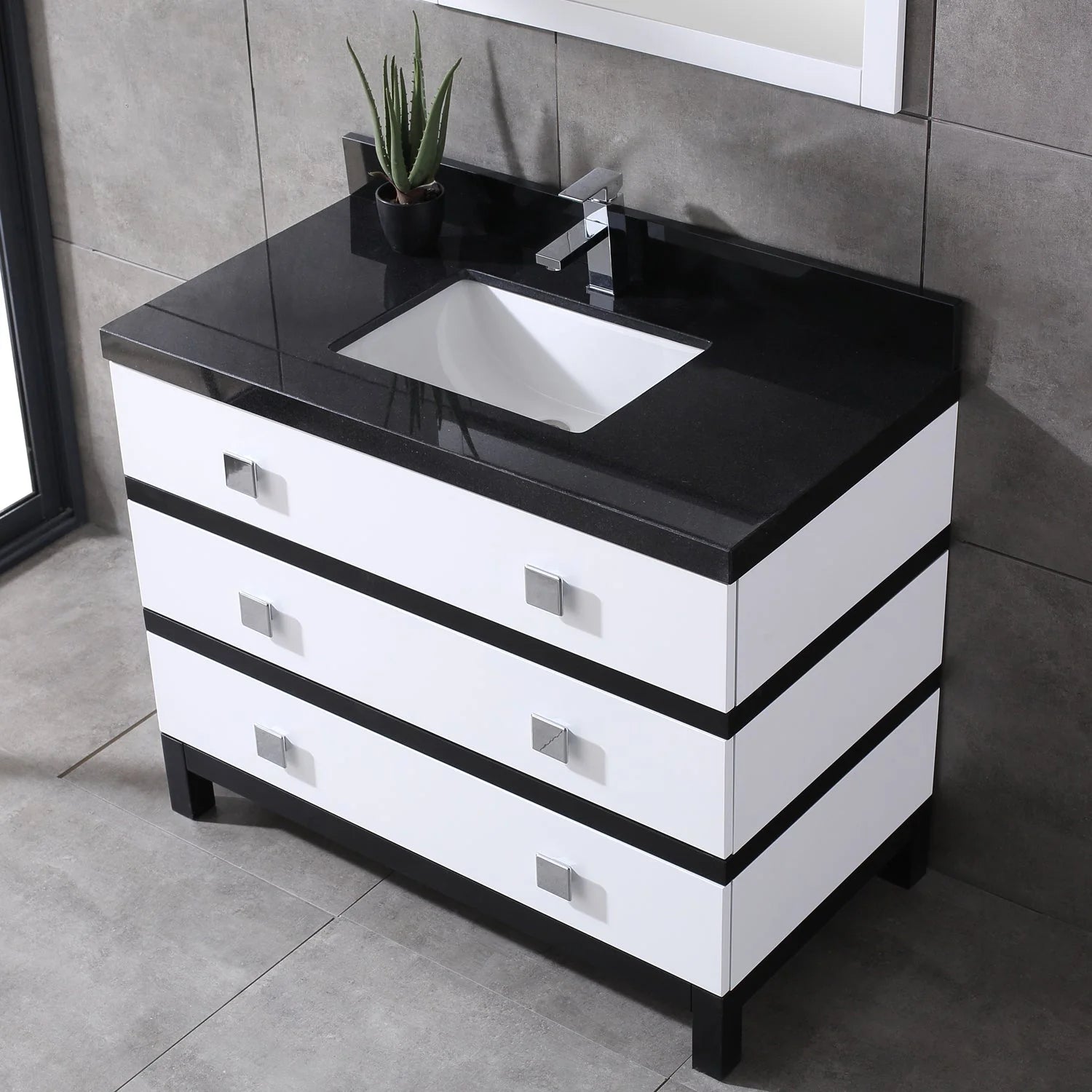 Eviva Sydney 42 Inch Bathroom Vanity with Solid Quartz Countertop - Bathroom Design Center