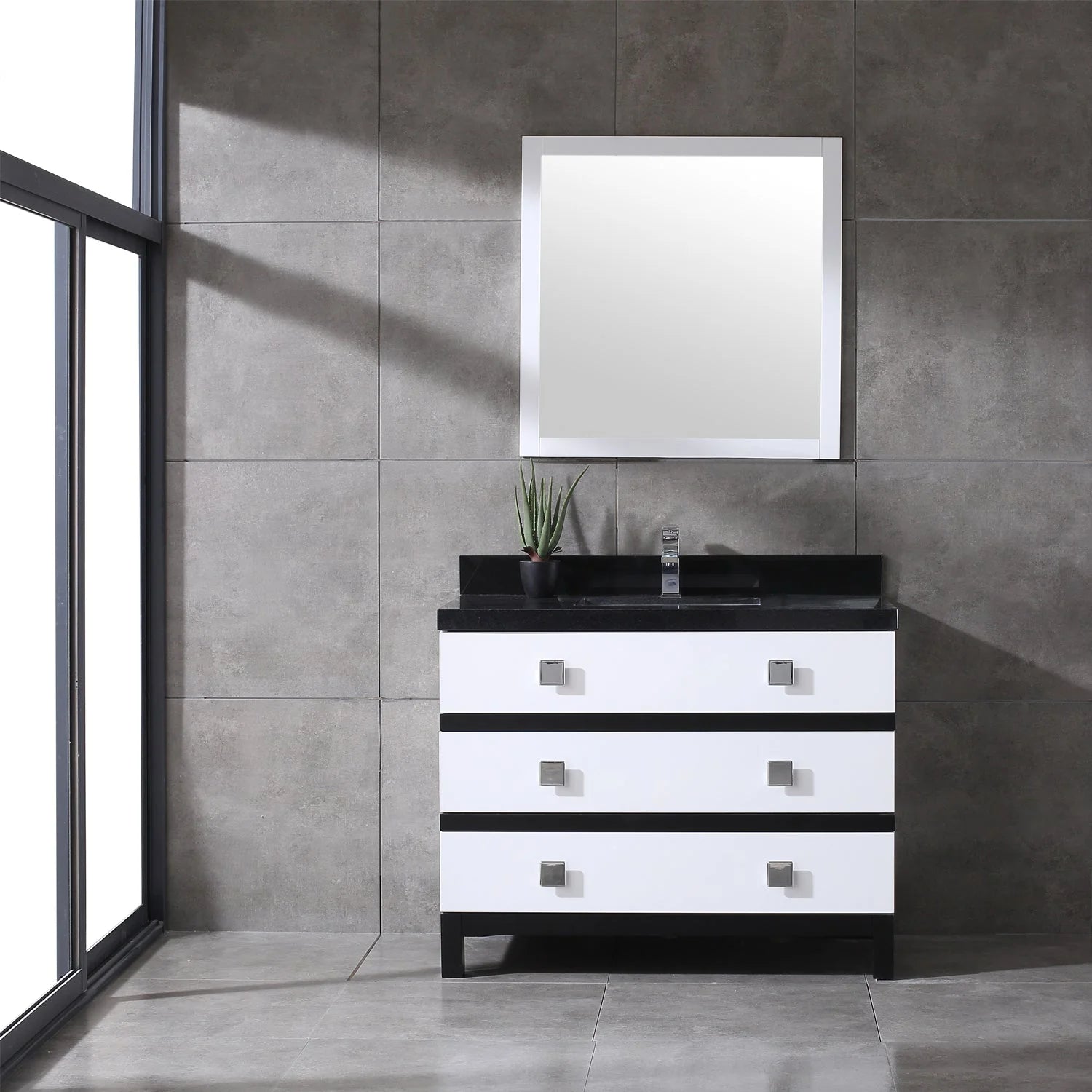 Eviva Sydney 42 Inch Bathroom Vanity with Solid Quartz Countertop - Bathroom Design Center