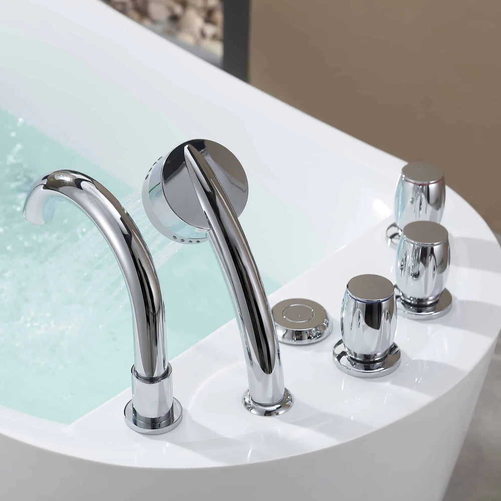 Empava 59 in. Acrylic Oval Whirlpool Freestanding Bathtub - Bathroom Design Center