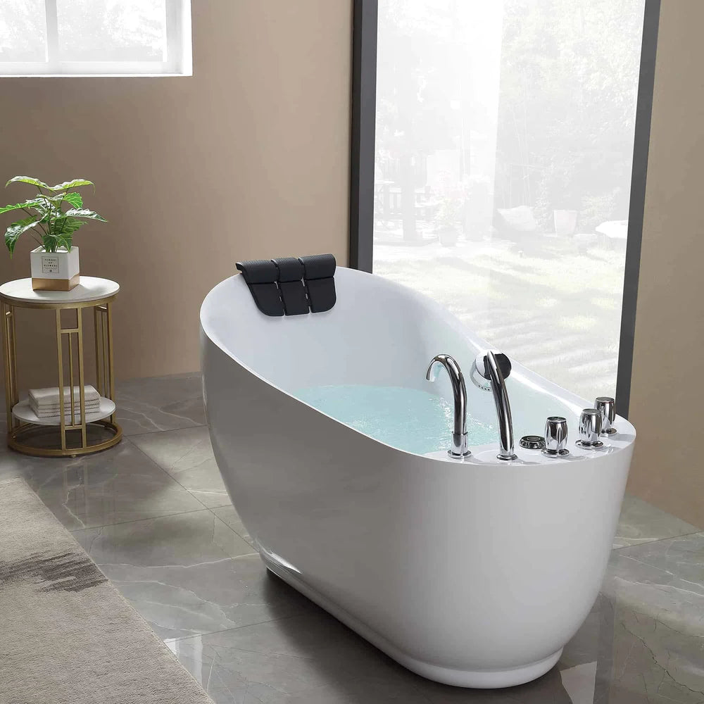 Empava 59 in. Acrylic Oval Whirlpool Freestanding Bathtub - Bathroom Design Center