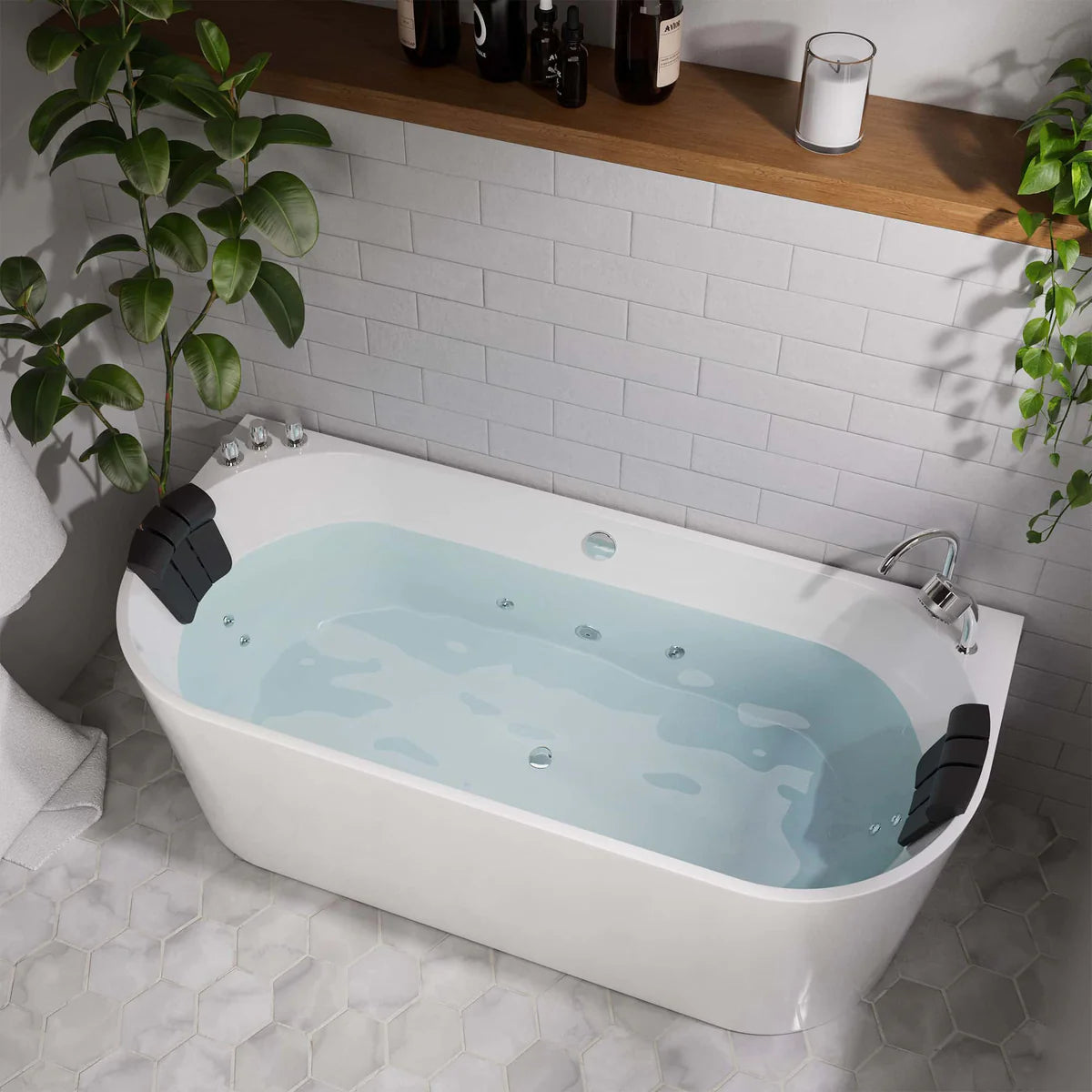 Empava 59AIS06 59" Whirlpool Acrylic Alcove Hydromassage Bathtub - Bathroom Design Center