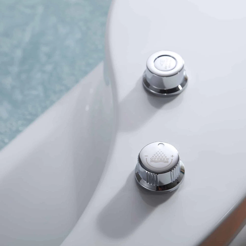 Empava 59 in. Japanese Style Round Whirlpool Acrylic Hydromassage Round Tub - Bathroom Design Center