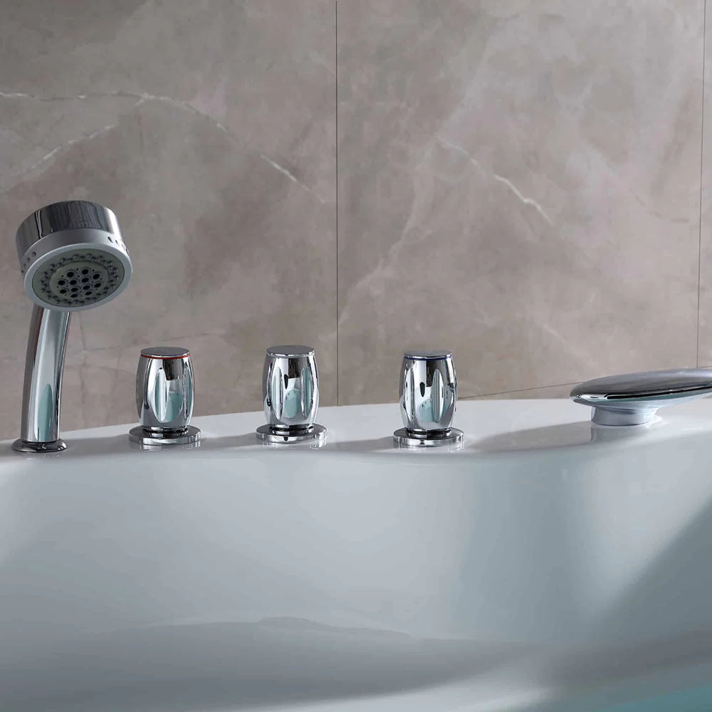 Empava 59 in. Japanese Style Round Whirlpool Acrylic Hydromassage Round Tub - Bathroom Design Center