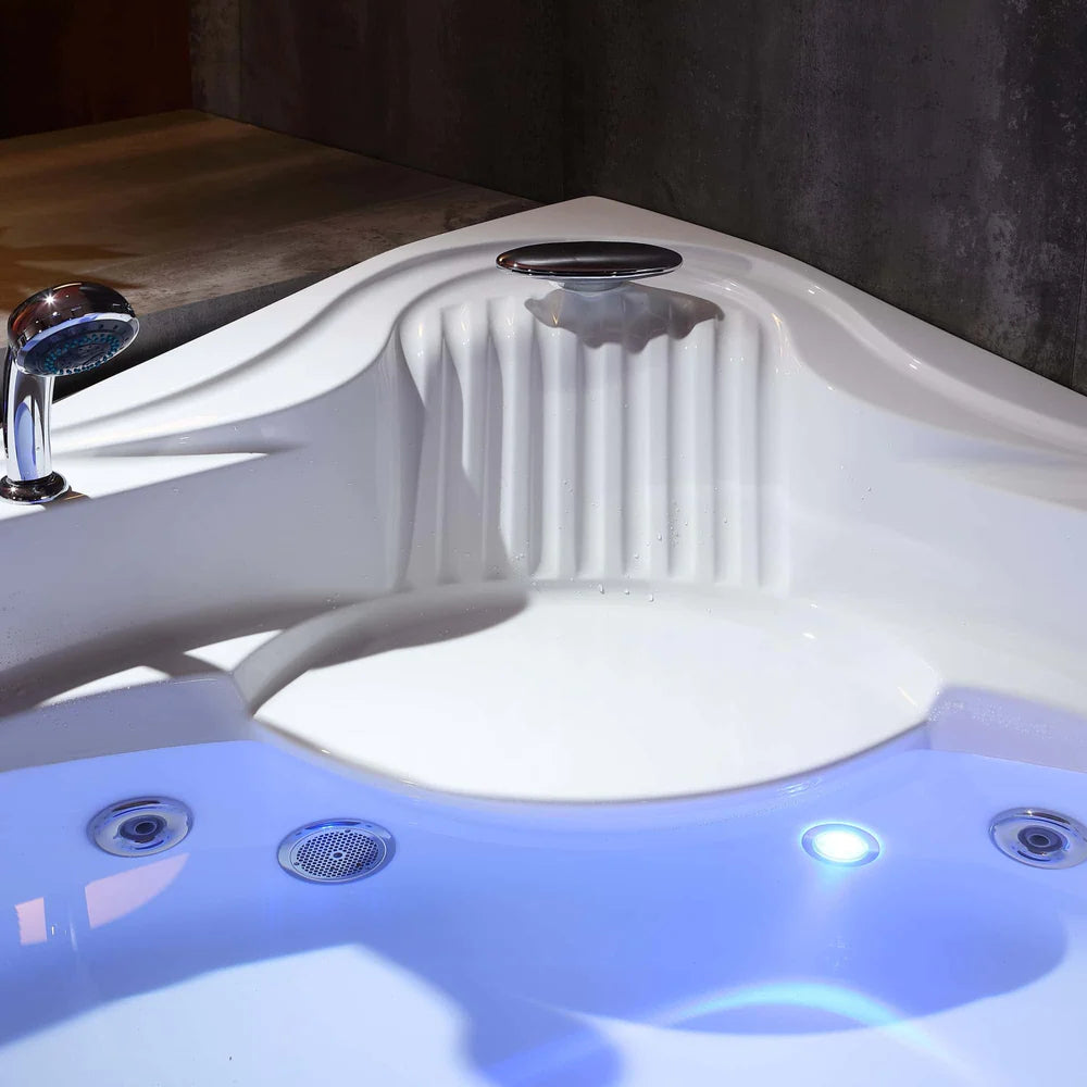 Empava 59 in. Whirlpool Corner Bathtub With Thermostat and Chromatherapy - Bathroom Design Center