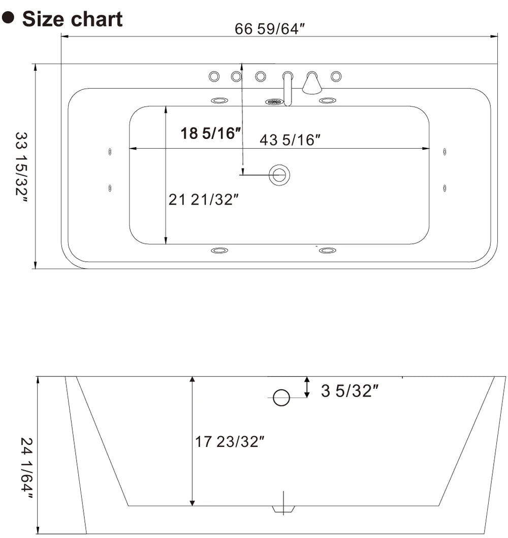 Empava 67AIS03 67" Whirlpool Freestanding Bathtub - Bathroom Design Center