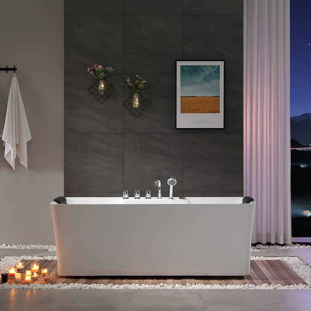Empava 67AIS16 67 in. Whirlpool Freestanding Acrylic Hydromassage Bathtub - Bathroom Design Center