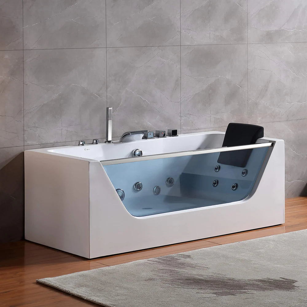 Empava 67 in. Whirlpool Waterfall Faucet Hydromassage Bathtub with Chromatherapy - Bathroom Design Center