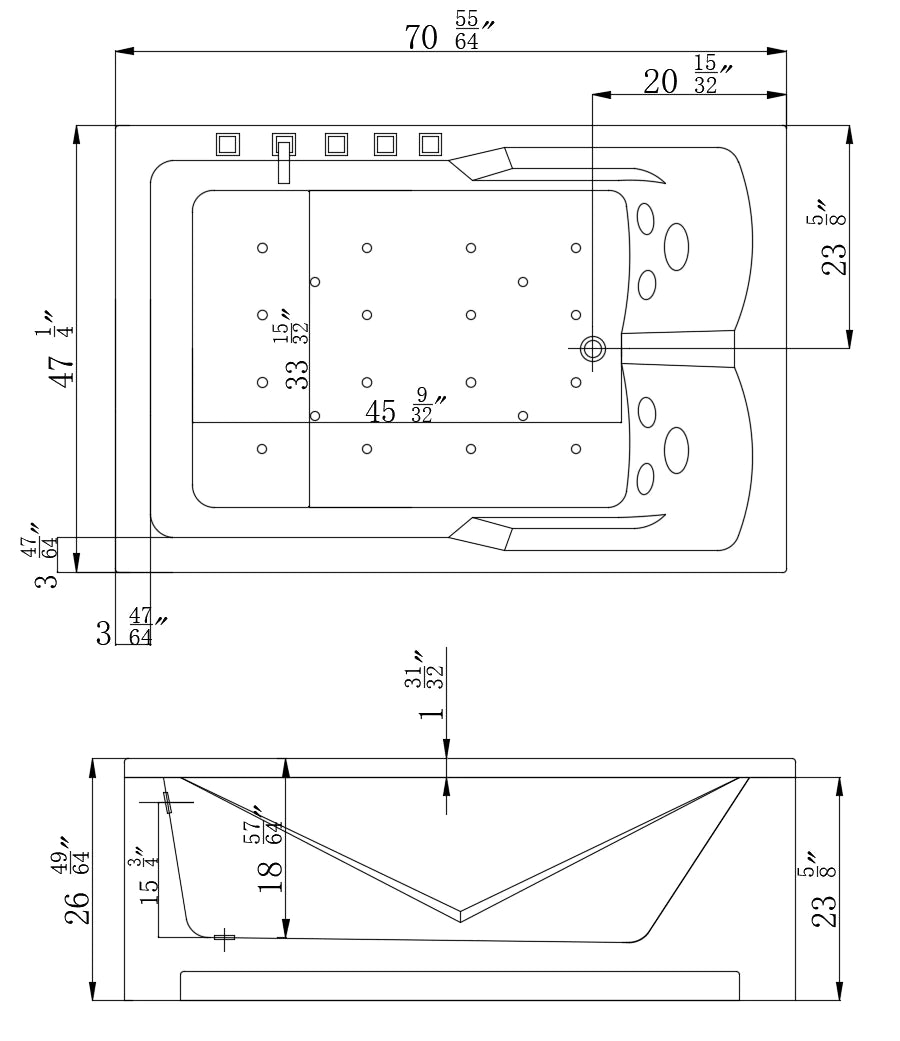 Empava 71" Alcove Whirlpool Luxury 2-Person Hydromassage Tub - Bathroom Design Center