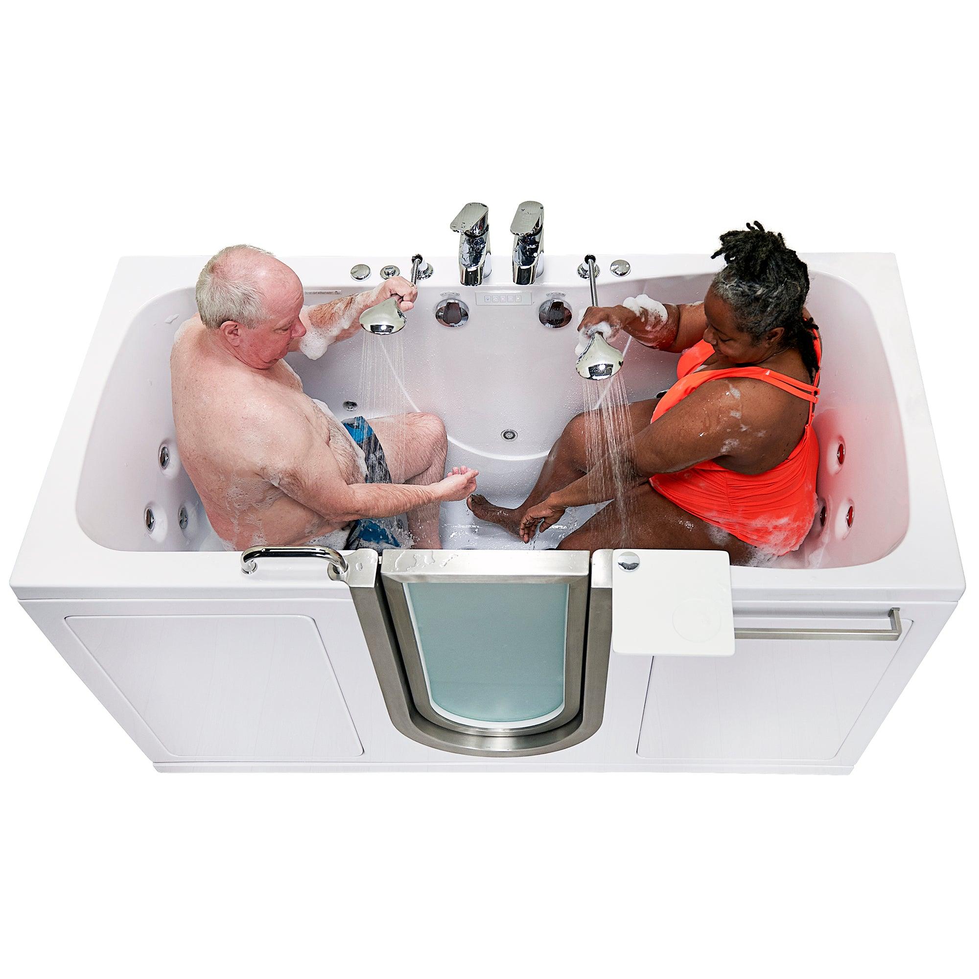 Ella Escape 36"x72" Two Seat Walk in Bathtub, Air + Hydro + Independent Foot Massage + Chromatherapy - Bathroom Design Center