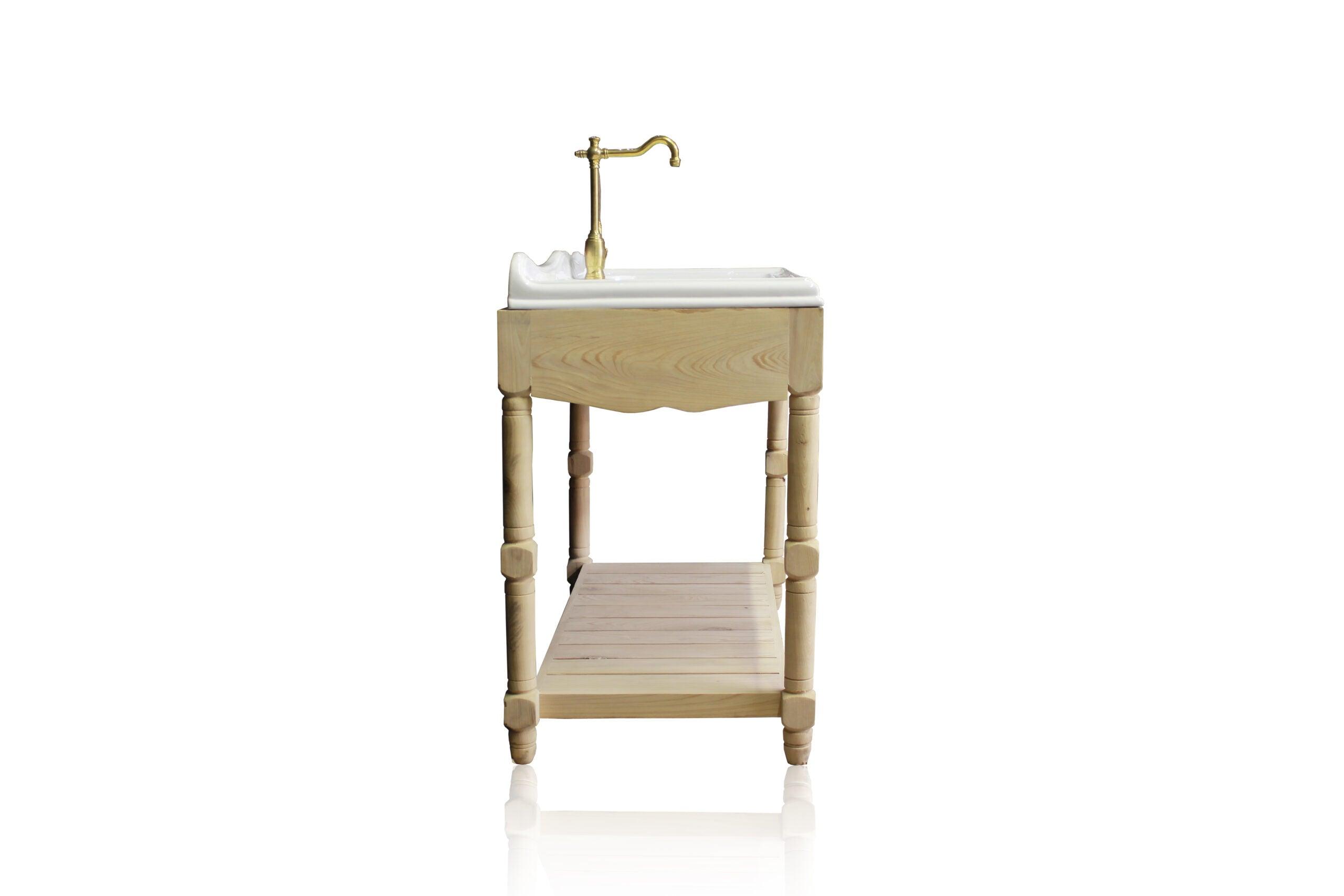 WatermarkFixtures Virtuoso 47″ Louisiana Cypress Wood Bath Vanity Double Drainboard Sink - Bathroom Design Center