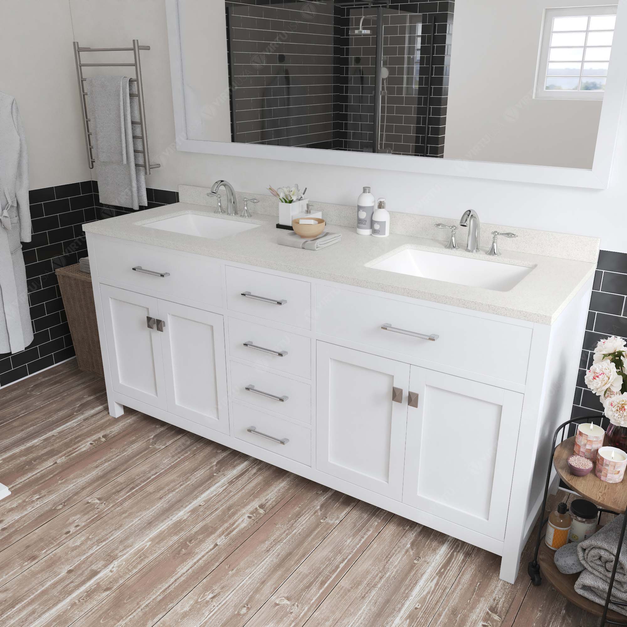 Virtu USA Caroline 72" Double Bath Vanity in White (multiple options)
