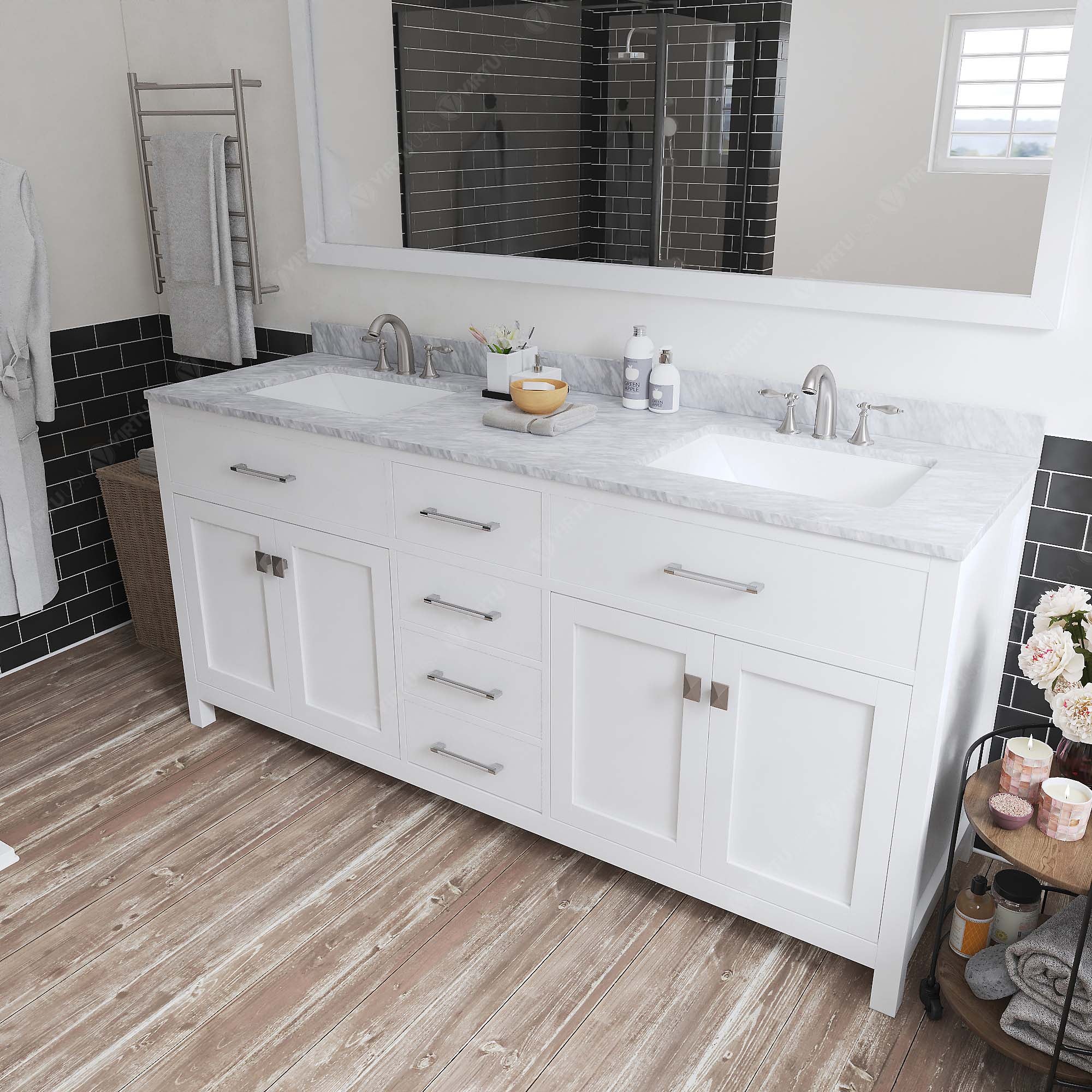 Virtu USA Caroline 72" Double Bath Vanity in White (multiple options)