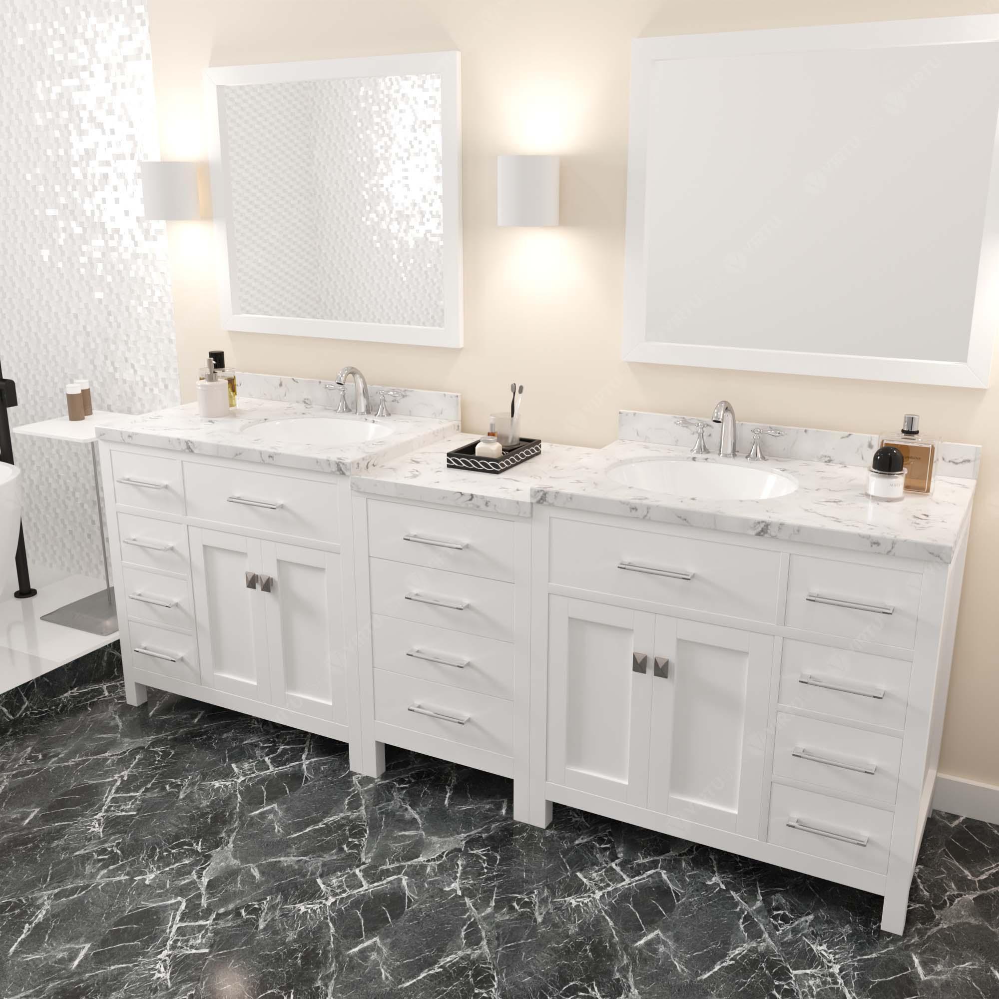 Virtu USA Caroline Parkway 93" White Double Bath Vanity Set - Bathroom Design Center