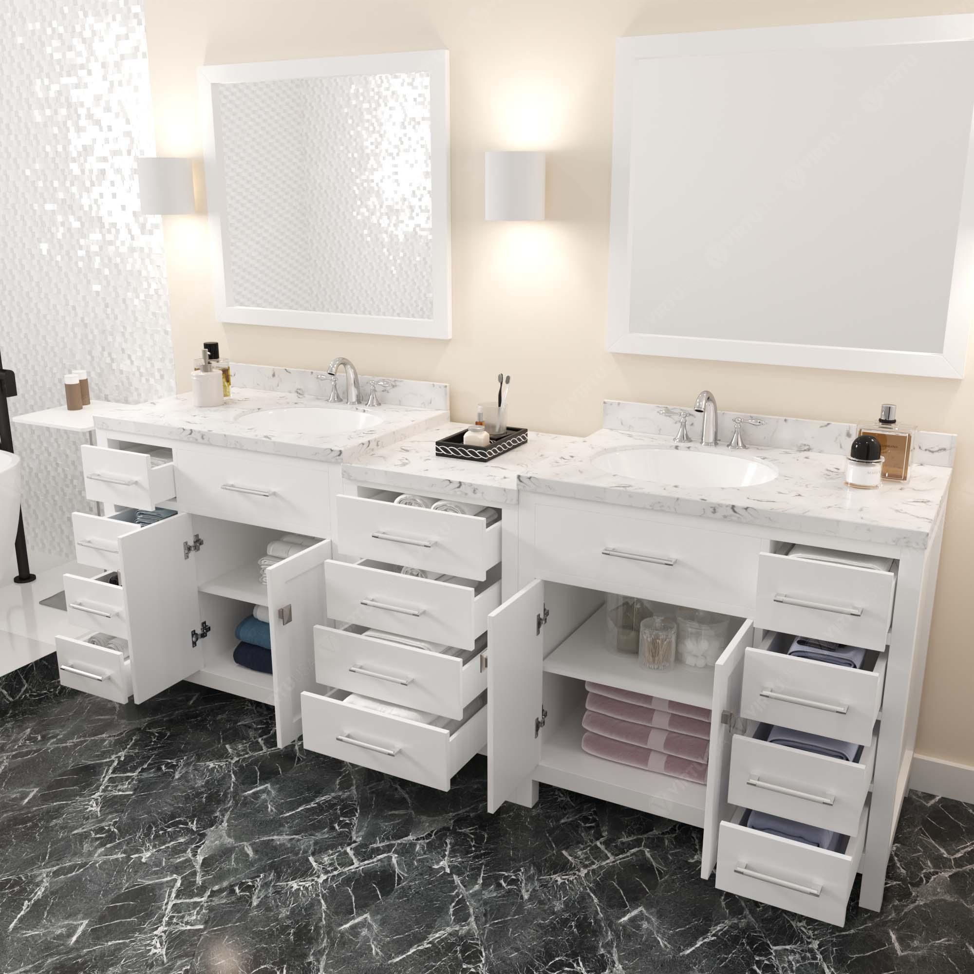Virtu USA Caroline Parkway 93" White Double Bath Vanity Set - Bathroom Design Center