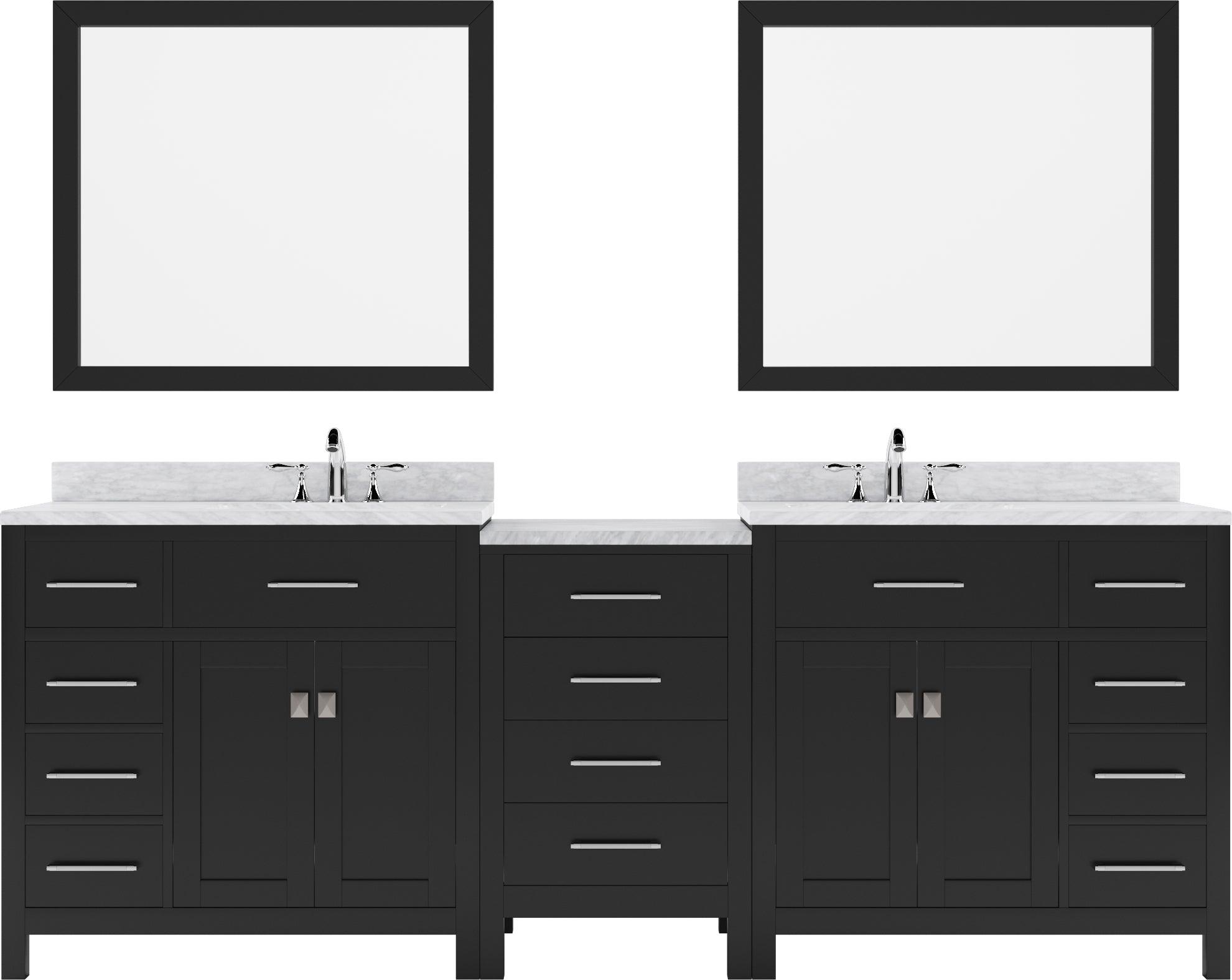 Virtu USA Caroline Parkway 93" Double Bath Vanity in Espresso with White Marble Top - Bathroom Design Center