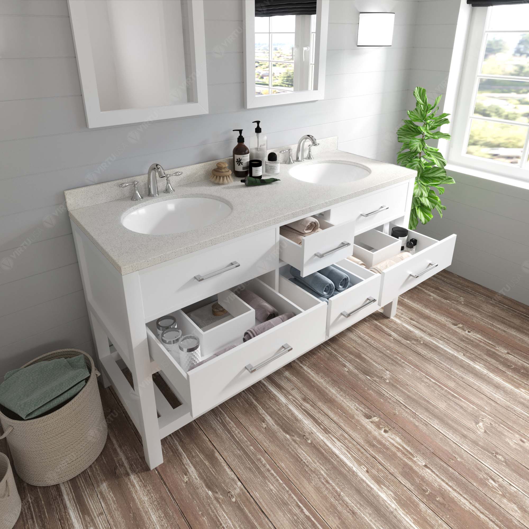 Virtu USA Caroline Estate 60" Double Bath Vanity in White (multiple options)