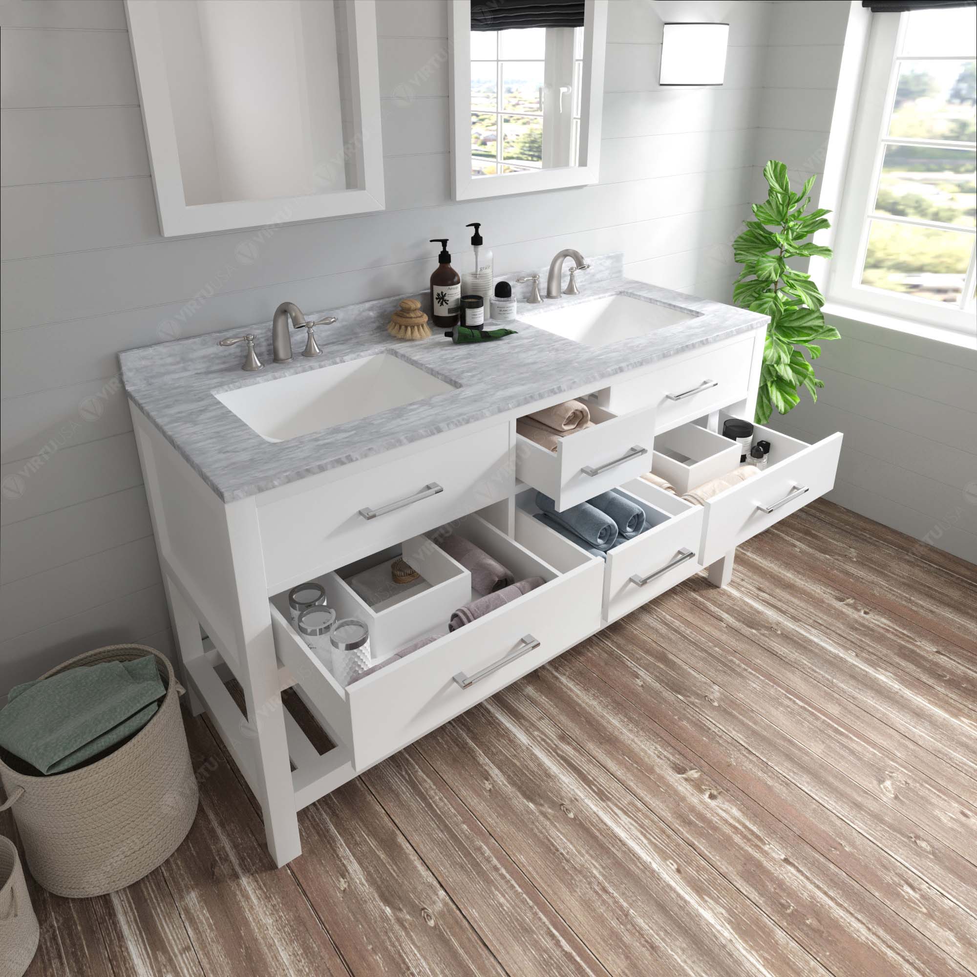 Virtu USA Caroline Estate 60" Double Bath Vanity in White (multiple options)