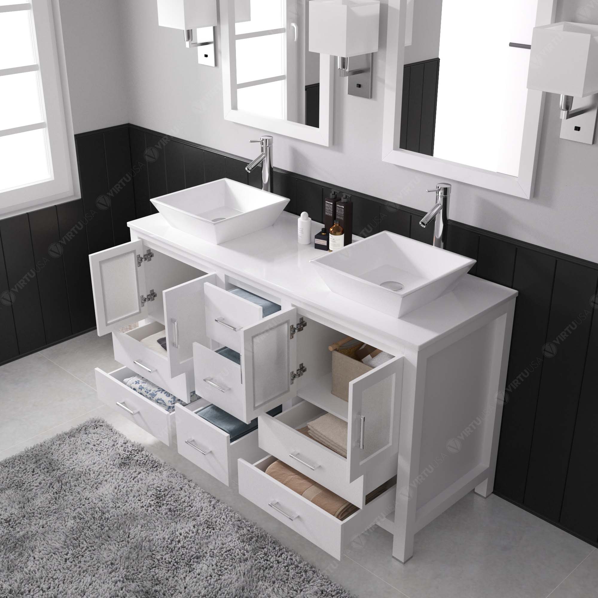 Virtu USA Bradford 60" Double Bath Vanity (multiple options)
