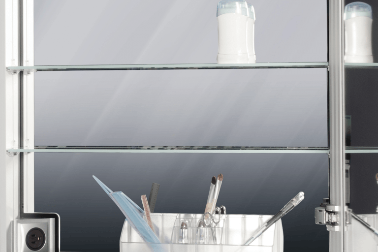 SIDLER Diamando LED Single Mirror Medicine Cabinet with Built in Outlet 15 1/4" x 32" - Bathroom Design Center