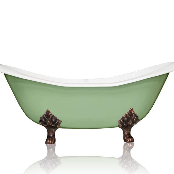 WatermarkFixtures Antique Inspired Marquis 72” Double Slipper Cast Iron Porcelain Clawfoot Bathtub