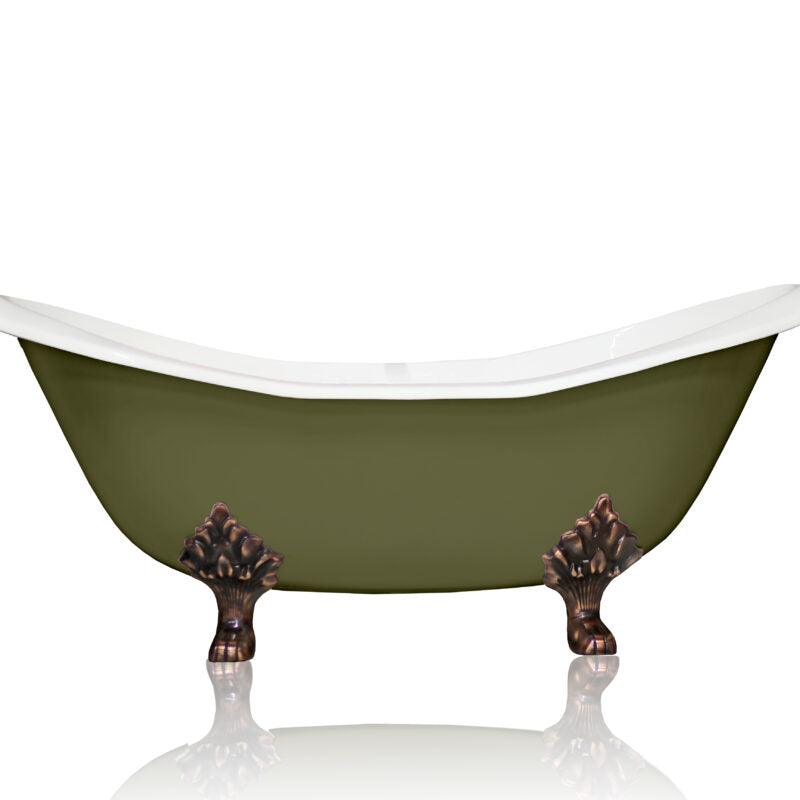 WatermarkFixtures Antique Inspired Marquis 72” Double Slipper Cast Iron Porcelain Clawfoot Bathtub - Bathroom Design Center