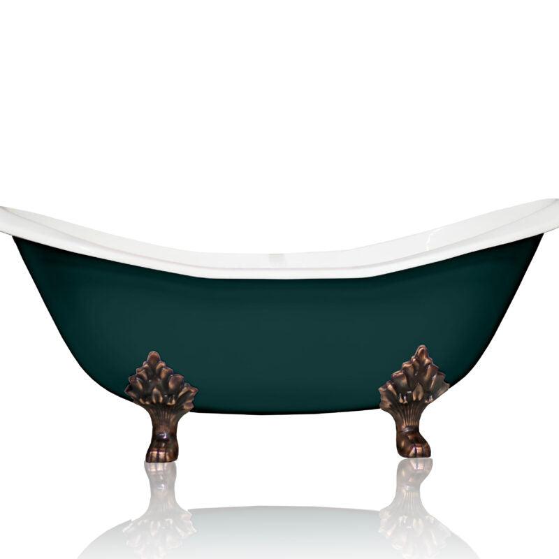 WatermarkFixtures Antique Inspired Marquis 72” Double Slipper Cast Iron Porcelain Clawfoot Bathtub - Bathroom Design Center