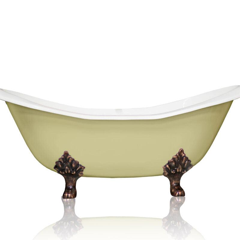 WatermarkFixtures Antique Inspired Marquis 72” Double Slipper Cast Iron Porcelain Clawfoot Bathtub - Bathroom Design Center