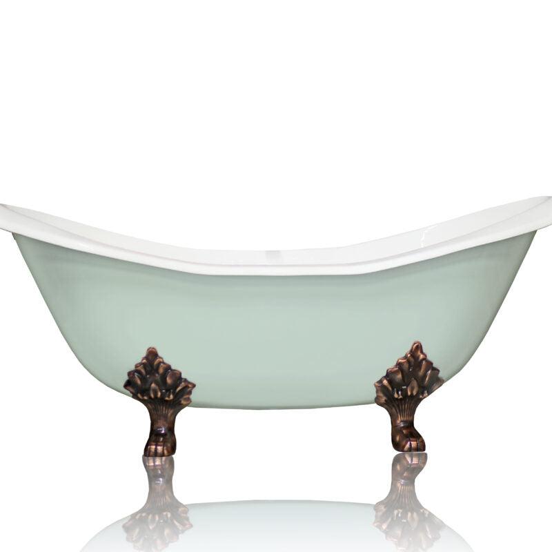WatermarkFixtures Antique Inspired Marquis 72” Double Slipper Cast Iron Porcelain Clawfoot Bathtub - Bathroom Design Center