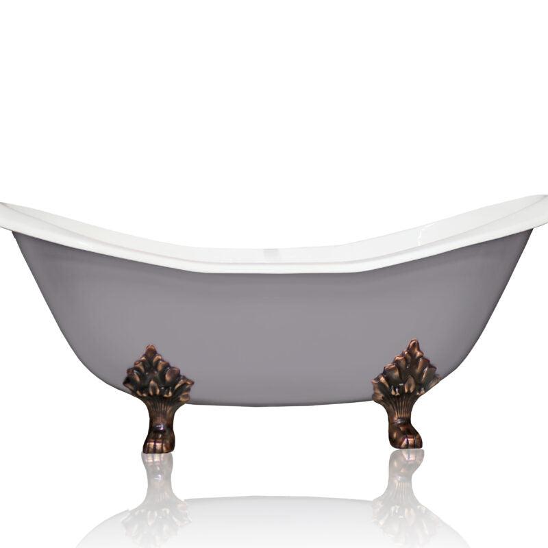WatermarkFixtures Antique Inspired Marquis 72” Double Slipper Cast Iron Porcelain Clawfoot Bathtub - Bathroom Design Center