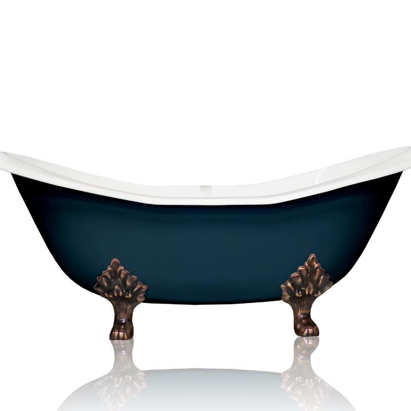WatermarkFixtures Antique Inspired Marquis 72” Double Slipper Cast Iron Porcelain Clawfoot Bathtub - Bathroom Design Center