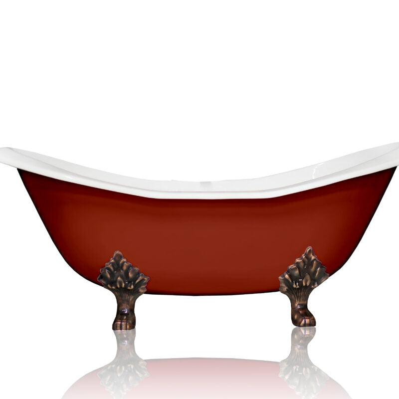 WatermarkFixtures Antique Inspired Marquis 72” Double Slipper Cast Iron Porcelain Clawfoot Bathtub - Bathroom Design Center