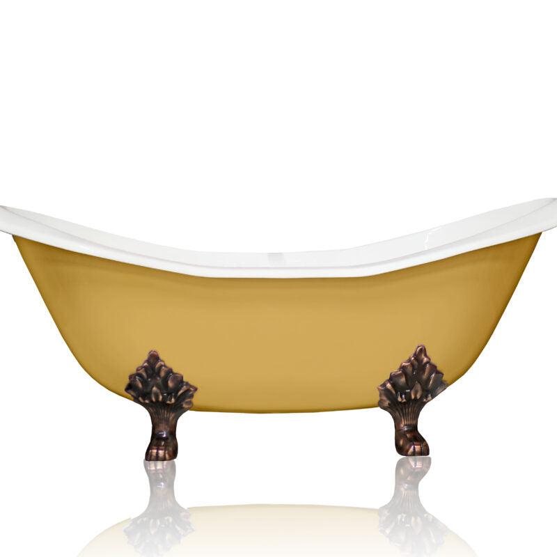 WatermarkFixtures Antique Inspired Marquis 72” Double Slipper Cast Iron Porcelain Clawfoot Bathtub - Bathroom Design Center