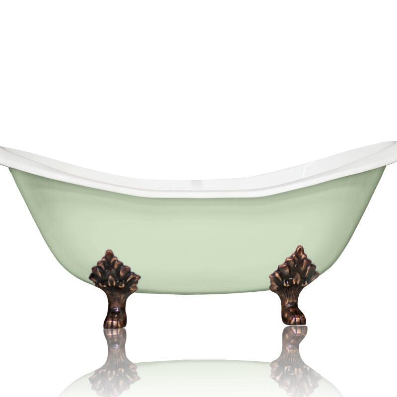 WatermarkFixtures Antique Inspired Marquis 72” Double Slipper Cast Iron Porcelain Clawfoot Bathtub - Bathroom Design Center