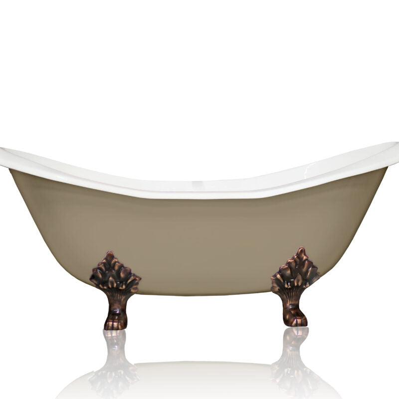 WatermarkFixtures Antique Inspired Marquis 72” Double Slipper Cast Iron Porcelain Clawfoot Bathtub - Bathroom Design Center