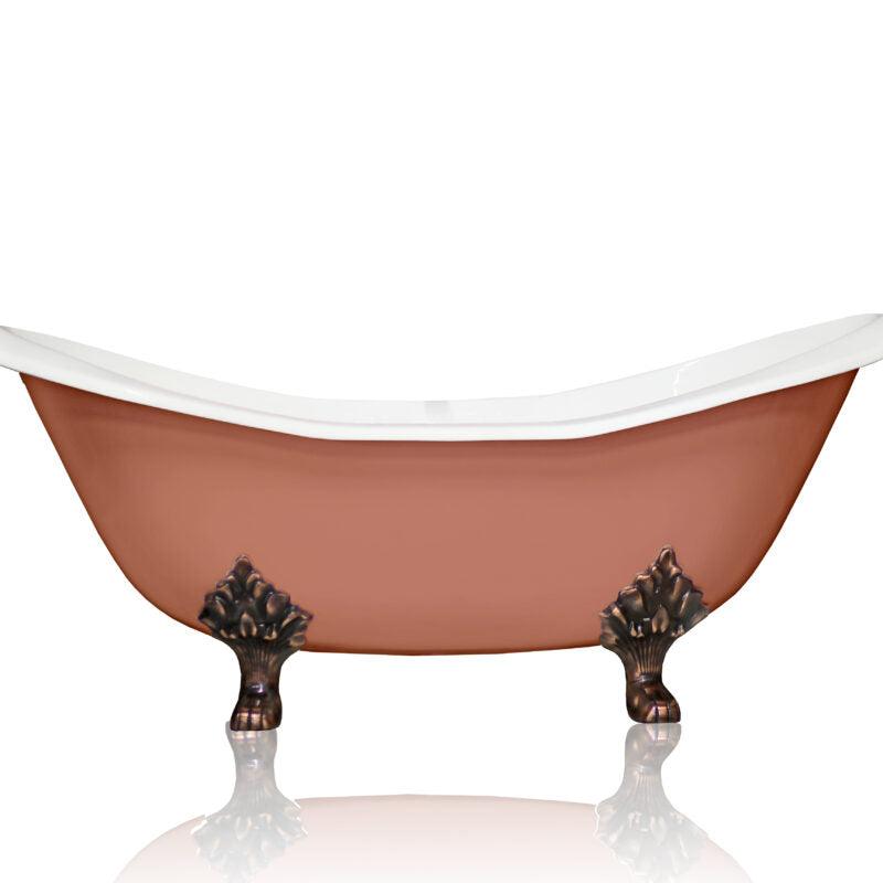 WatermarkFixtures Antique Inspired Marquis 72” Double Slipper Cast Iron Porcelain Clawfoot Bathtub - Bathroom Design Center